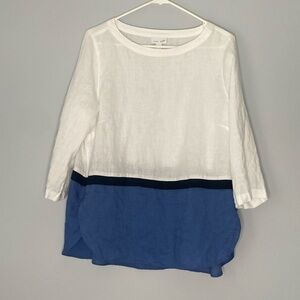 J Jill linen shirt tunic blouse women’s medium lagenlook relaxed fit